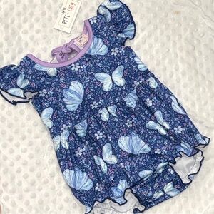 Pete and Lucy Blue Butterfly Baby Romper